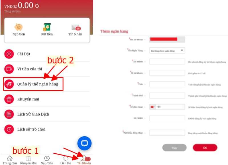 Thông tin thêm tài khoản ngân hàng