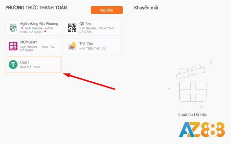 Chọn phương thức thanh toán bằng USDT Chọn phương thức thanh toán bằng USDT
