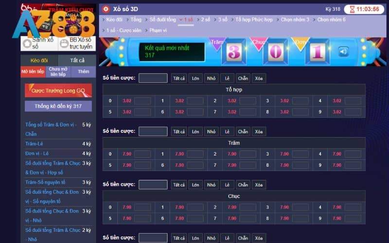 Các hình thức đặt cược xổ số 3D tại AZ888 Các hình thức đặt cược xổ số 3D tại AZ888