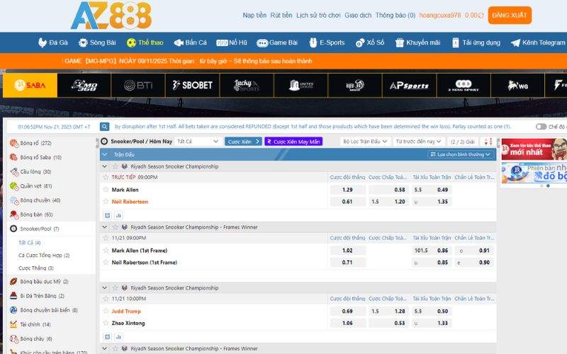 Hướng dẫn các bước tham gia cá cược bida tại AZ888